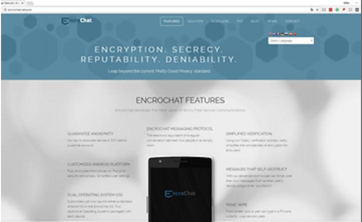 screen grab of encrypted message platform