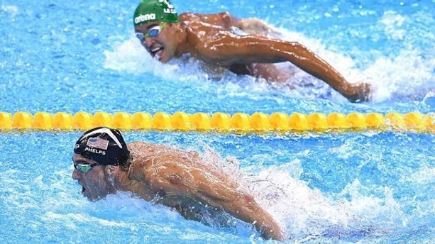 Olympic swimmer Michael Phelps during a race