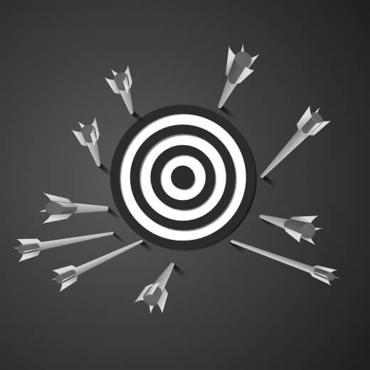 Black and White Target with arrows around the outside