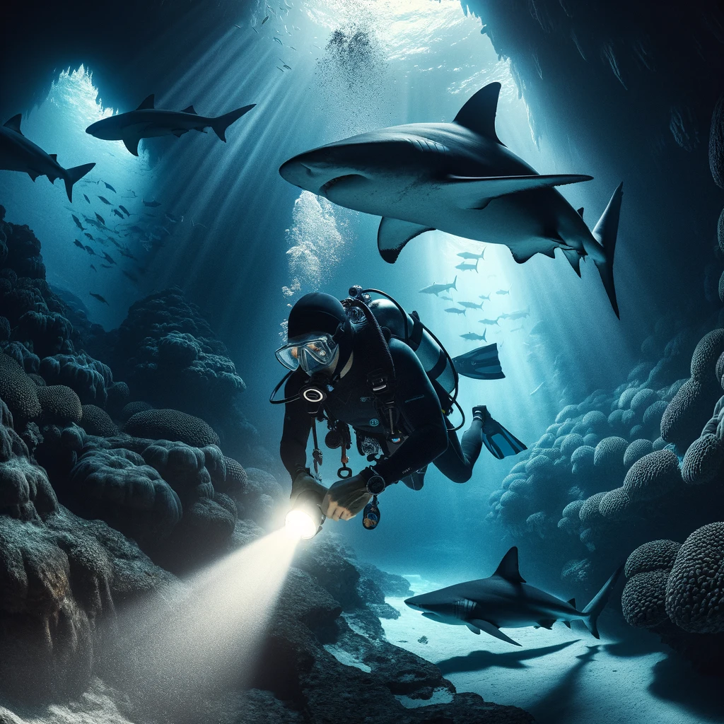 Shark cave swimming